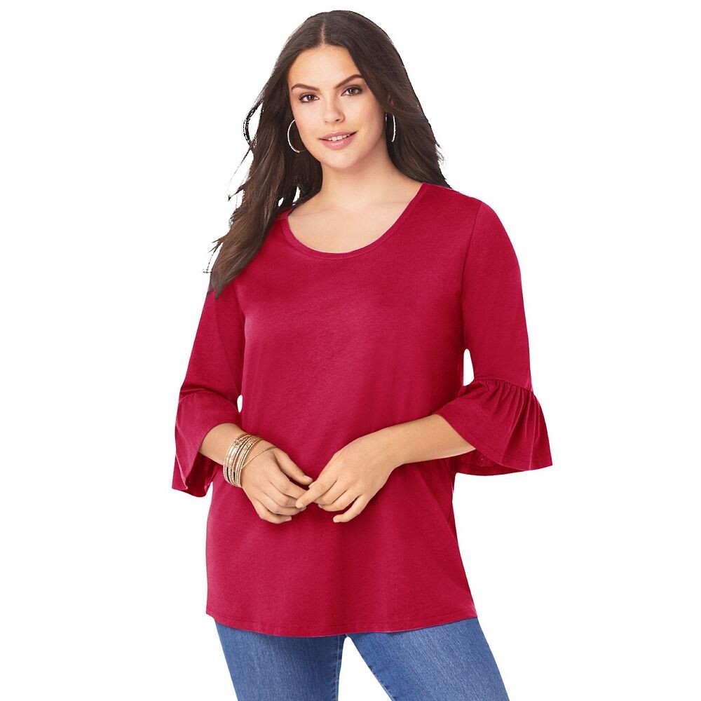 Женская футболка больших размеров с расклешенными рукавами Roaman's Ultimate, цвет Classic Red
Женская футболка больших размеров с расклешенными рукавами Roaman's Ultimate, цвет Classic Red
