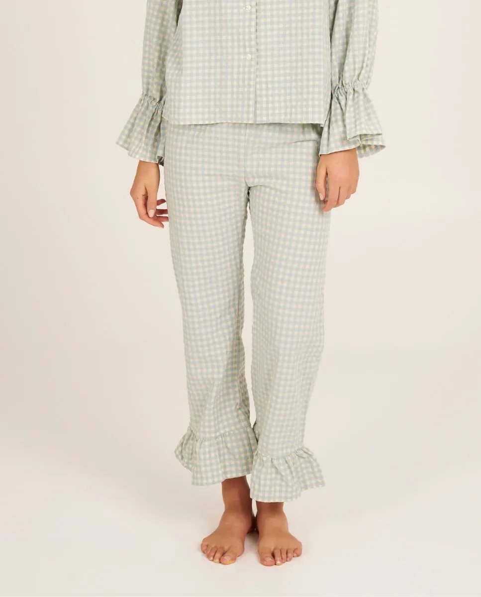 Женские пижамные брюки в клетку с рюшами на щиколотках Bohodot, светло-зеленый
Женские пижамные брюки в клетку с рюшами на щиколотках Bohodot, светло-зеленый
