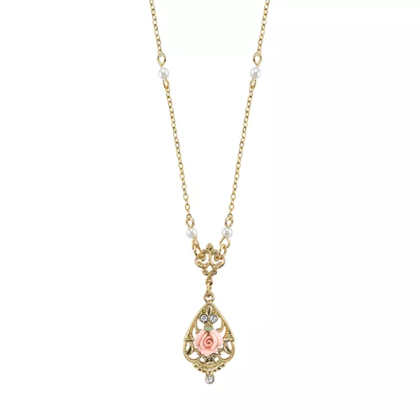 Ожерелье из золотистого хрусталя и розового фарфора с имитацией жемчуга, 17 дюймов 2028, pink
Ожерелье из золотистого хрусталя и розового фарфора с имитацией жемчуга, 17 дюймов 2028, pink