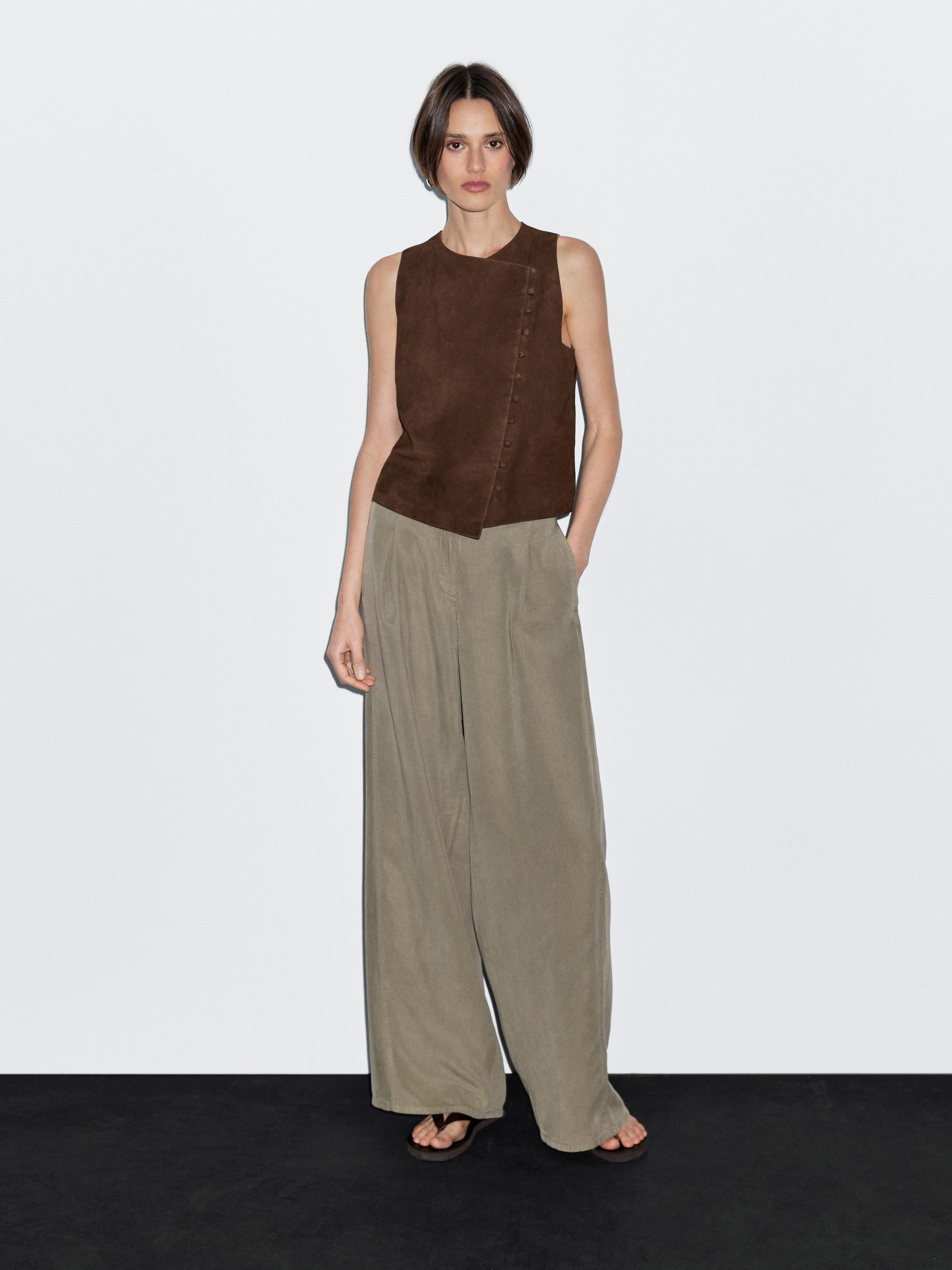 Брюки свободного кроя с декоративными швами Massimo Dutti, зеленый
Брюки свободного кроя с декоративными швами Massimo Dutti, зеленый
