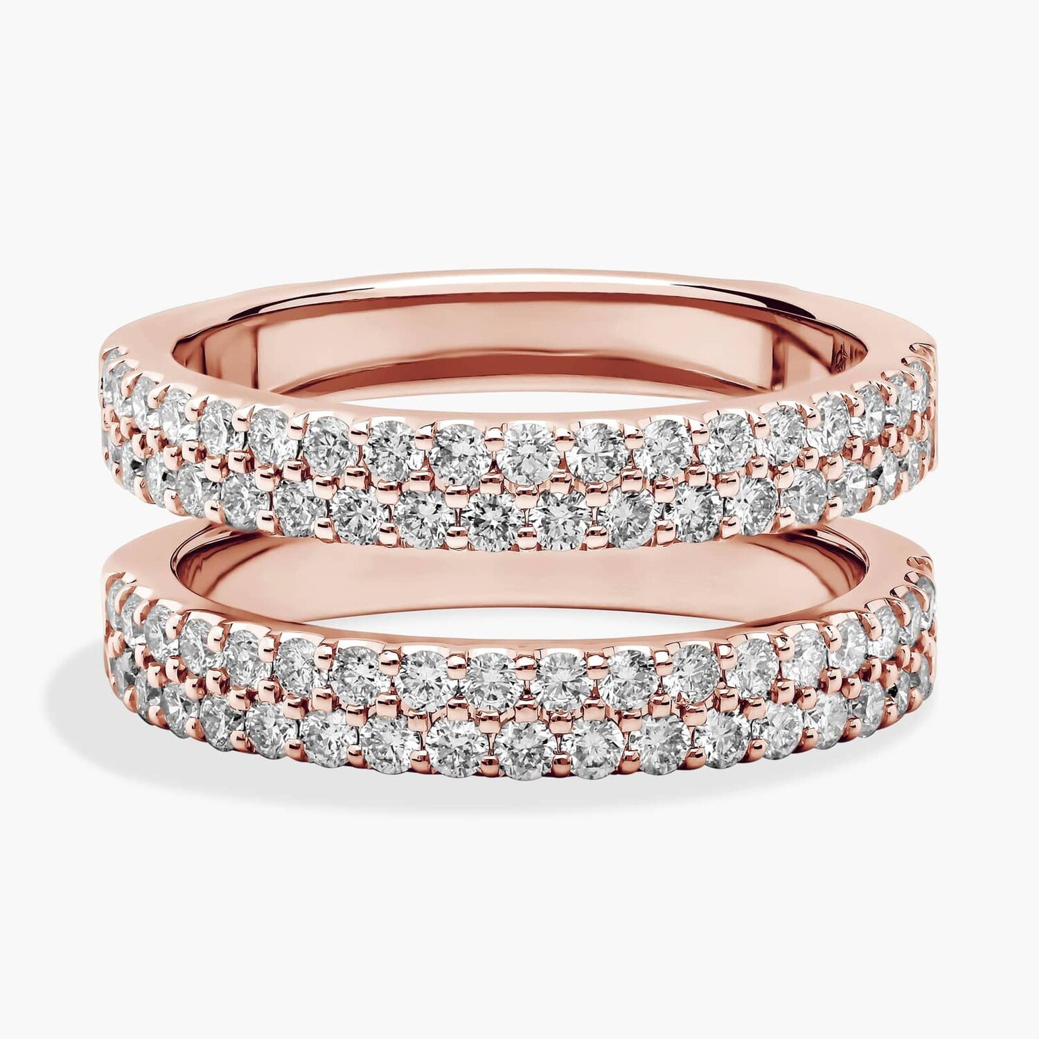 Кольцо с двумя рядами бриллиантов в форме паве из 18-каратного розового золота (1 карат, два карата) Blue Nile