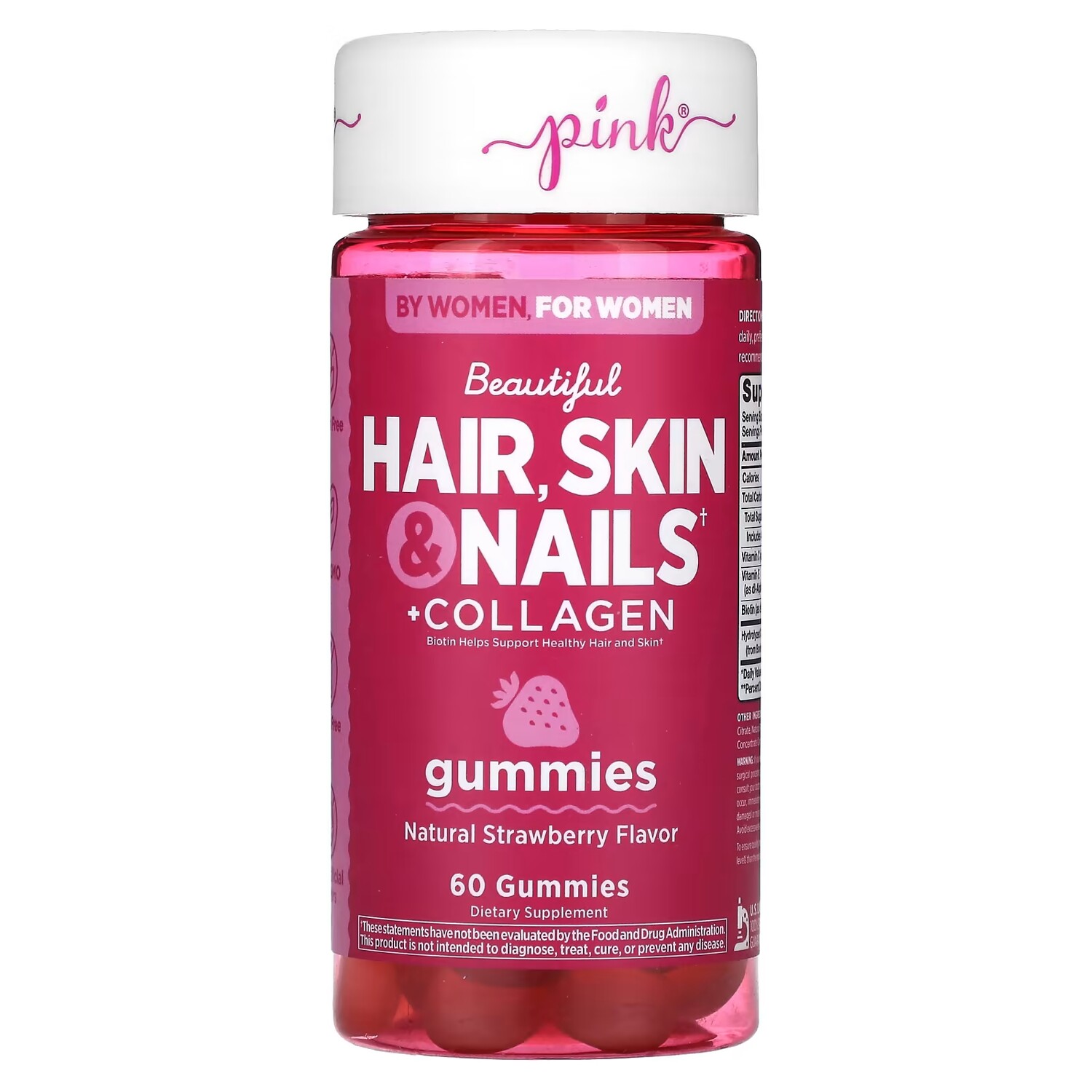 Добавка Pink Beautiful Hair Skin & Nails натуральная клубника с коллагеном, 60 жевательных таблеток
Добавка Pink Beautiful Hair Skin & Nails натуральная клубника с коллагеном, 60 жевательных таблеток