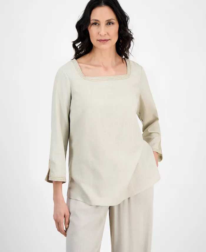 Женская блузка с квадратным вырезом и рукавами 3/4 с разрезом JM Collection, коричневый/бежевый
Женская блузка с квадратным вырезом и рукавами 3/4 с разрезом JM Collection, коричневый/бежевый