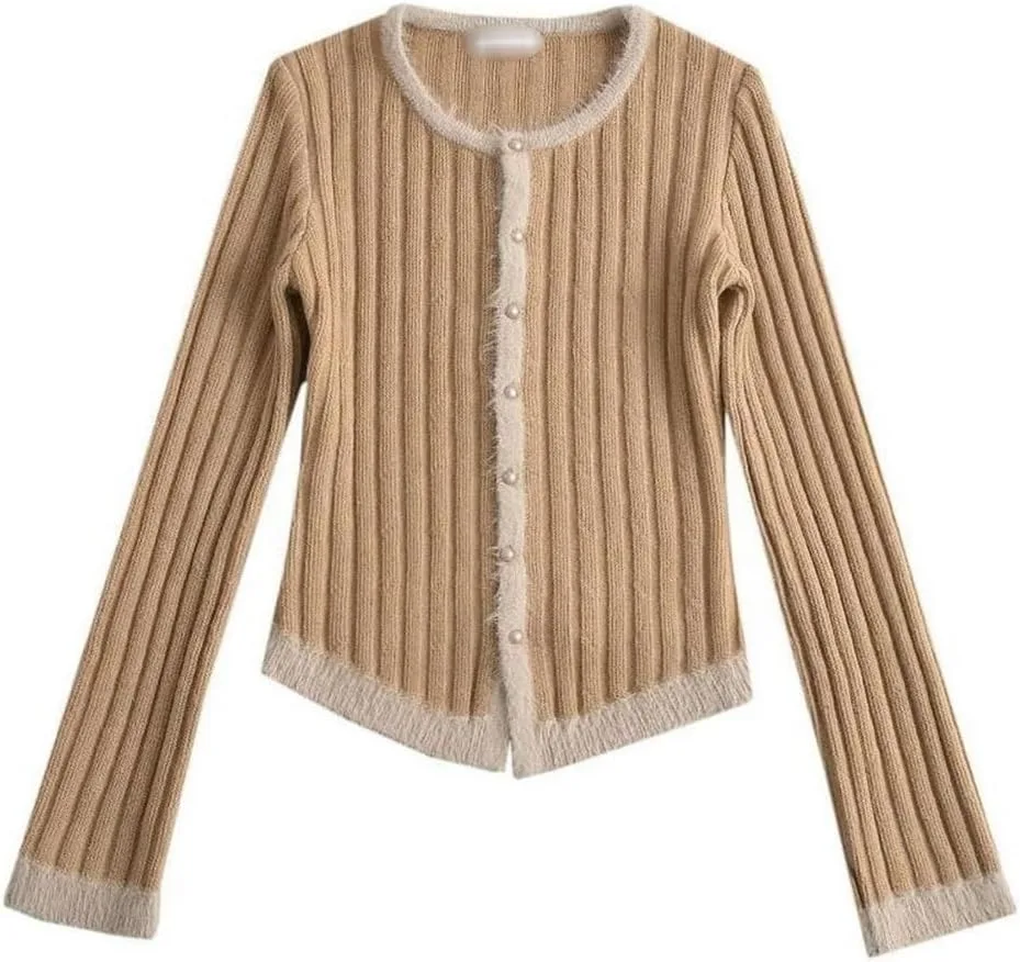 Вязаный кардиган с длинным рукавом и полосками DFWZMQTG
Вязаный кардиган с длинным рукавом и полосками DFWZMQTG