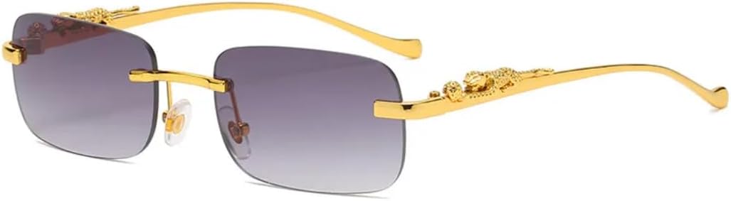 Винтажные солнцезащитные очки без оправы для женщин и мужчин, роскошные, популярные, для путешествий и вождения, с металлическим леопардовым принтом TVTBBVV, Gold Gray
Винтажные солнцезащитные очки без оправы для женщин и мужчин, роскошные, популярные, для путешествий и вождения, с металлическим леопардовым принтом TVTBBVV, Gold Gray