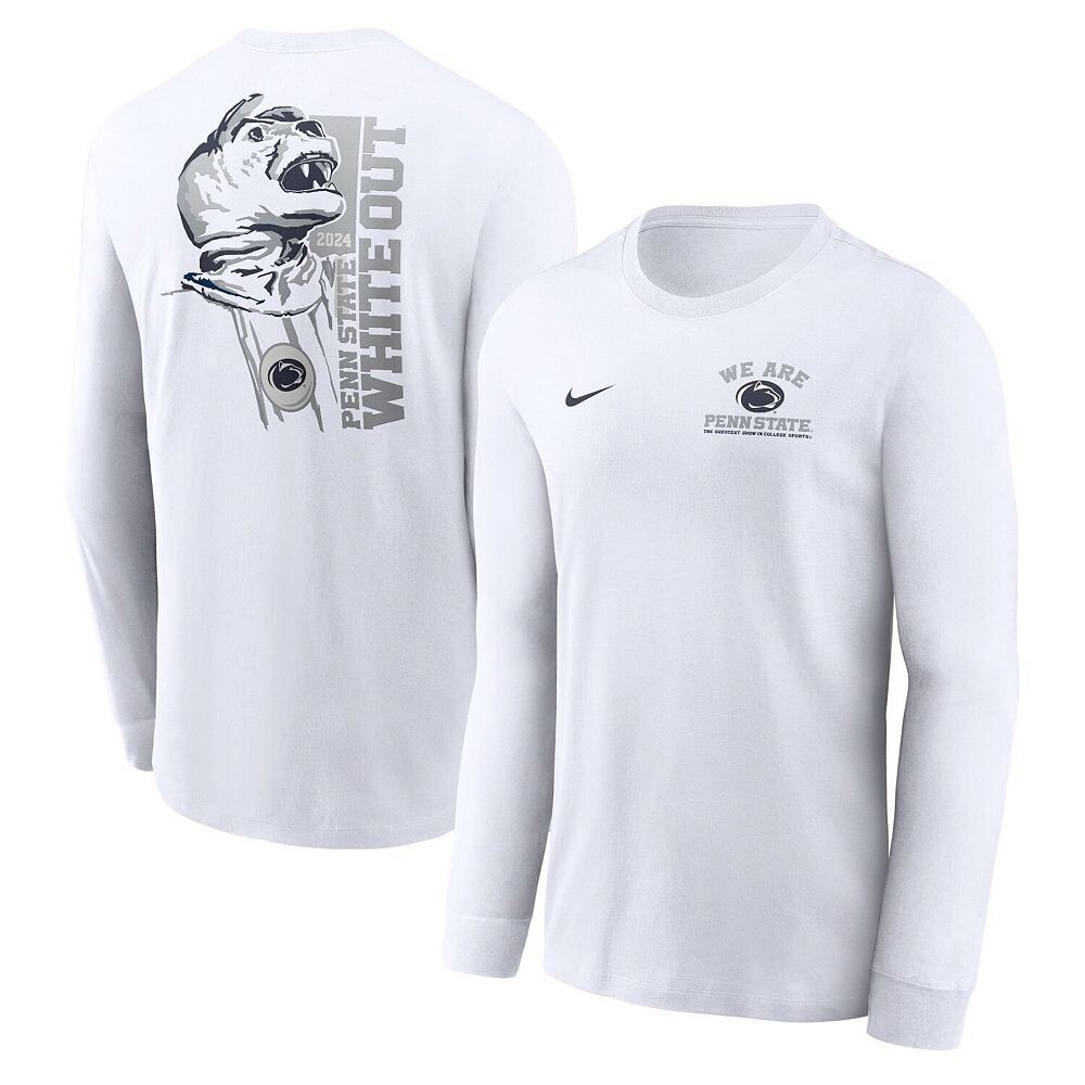 Мужская белая футболка с длинным рукавом Nike Penn State Nittany Lions 2024 White Out, цвет Pst White
Мужская белая футболка с длинным рукавом Nike Penn State Nittany Lions 2024 White Out, цвет Pst White