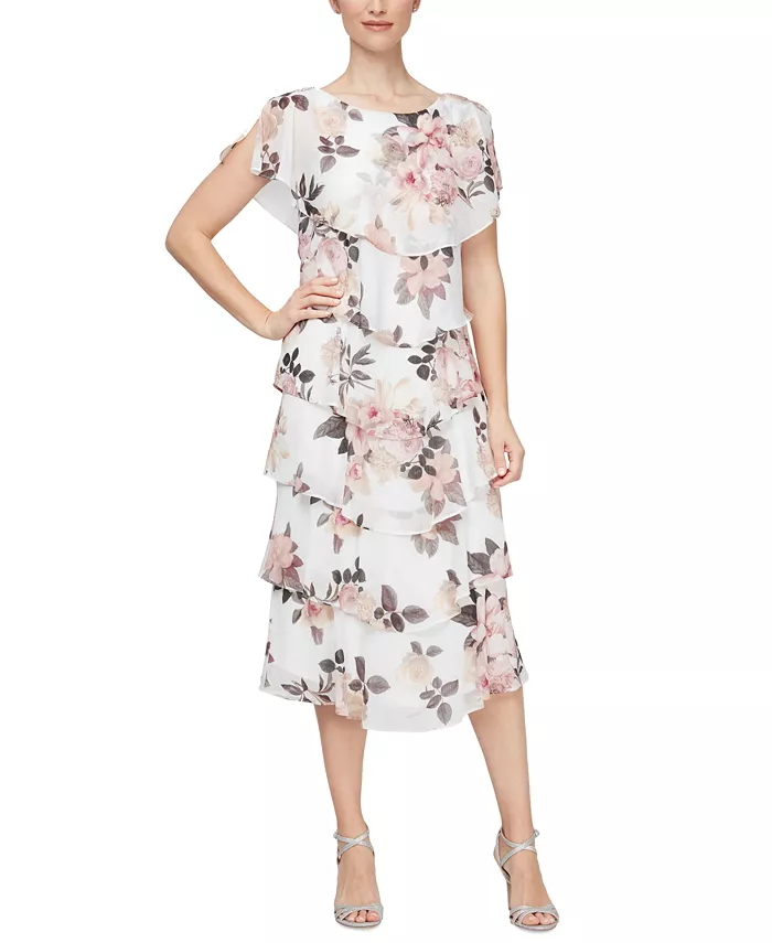 Женское многоярусное платье миди с рукавами-накидкой SL Fashions, мультиколор
Женское многоярусное платье миди с рукавами-накидкой SL Fashions, мультиколор