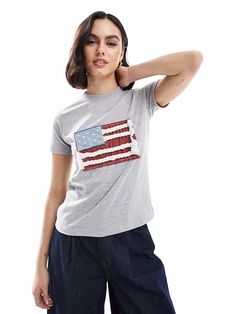 Футболка с аппликацией в виде флага Daisy Street серого меланжевого цвета
Футболка с аппликацией в виде флага Daisy Street серого меланжевого цвета