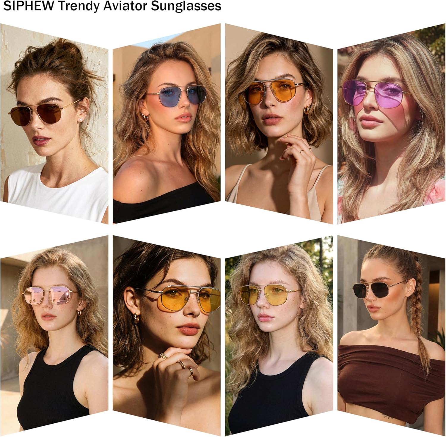 Женские солнцезащитные очки-авиаторы SIPHEW - модные квадратные солнцезащитные очки с легким тонированием, двойной перемычкой и металлическими вставками, A08 Yellow Aviator Sunglasses
Женские солнцезащитные очки-авиаторы SIPHEW - модные квадратные солнцезащитные очки с легким тонированием, двойной перемычкой и металлическими вставками, A08 Yellow Aviator Sunglasses