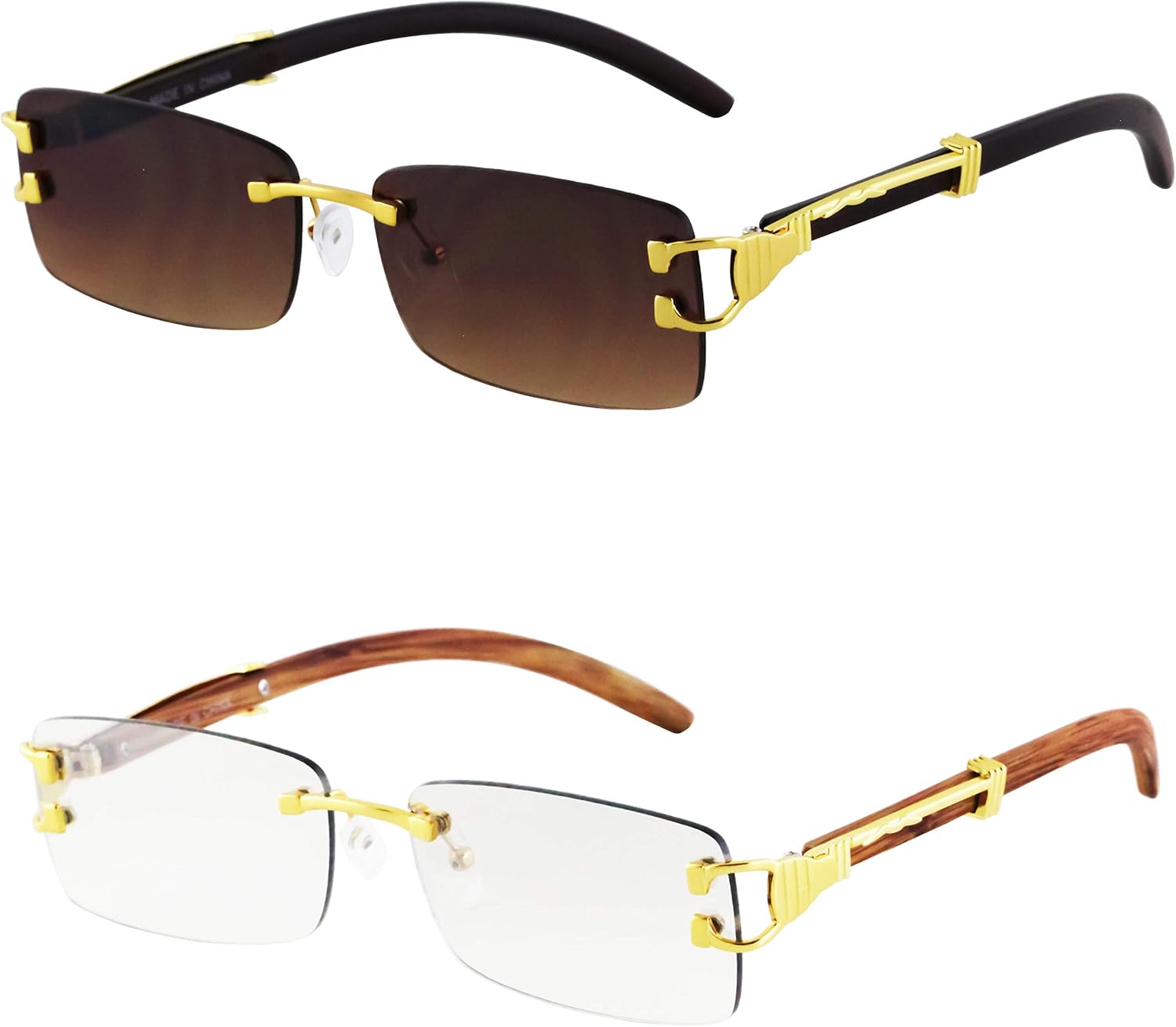 Безупречные - Мужские модные золотистые стильные очки с прозрачными линзами, прямоугольные, в стиле ретро, без оправы, солнцезащитные очки для женщин FLAWLESS EYEWEAR, Brown and Wood/Clear
Безупречные - Мужские модные золотистые стильные очки с прозрачными линзами, прямоугольные, в стиле ретро, без оправы, солнцезащитные очки для женщин FLAWLESS EYEWEAR, Brown and Wood/Clear