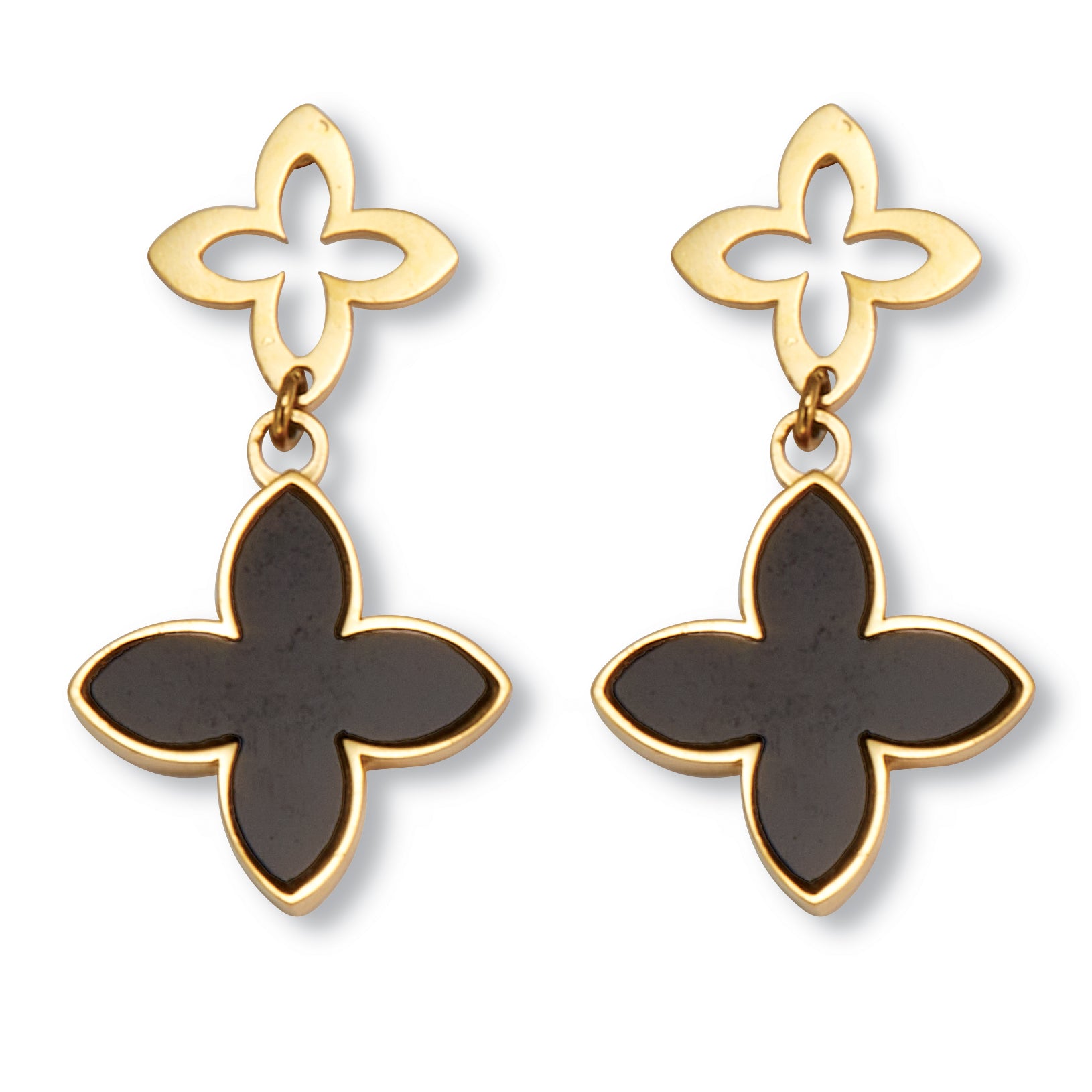 Серьги-клеверы из нержавеющей стали с ионным покрытием из настоящего черного оникса и золота Palm Beach Jewelry, черный
Серьги-клеверы из нержавеющей стали с ионным покрытием из настоящего черного оникса и золота Palm Beach Jewelry, черный