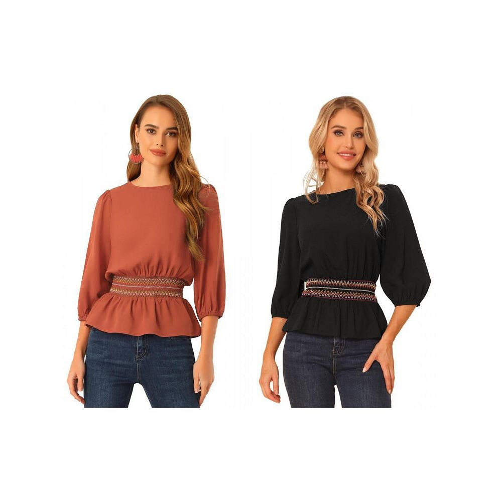 Набор из 2 комплектов топов с баской для женских блузок с короткими рукавами и присборенной талией ALLEGRA K, цвет Orange Black
Набор из 2 комплектов топов с баской для женских блузок с короткими рукавами и присборенной талией ALLEGRA K, цвет Orange Black