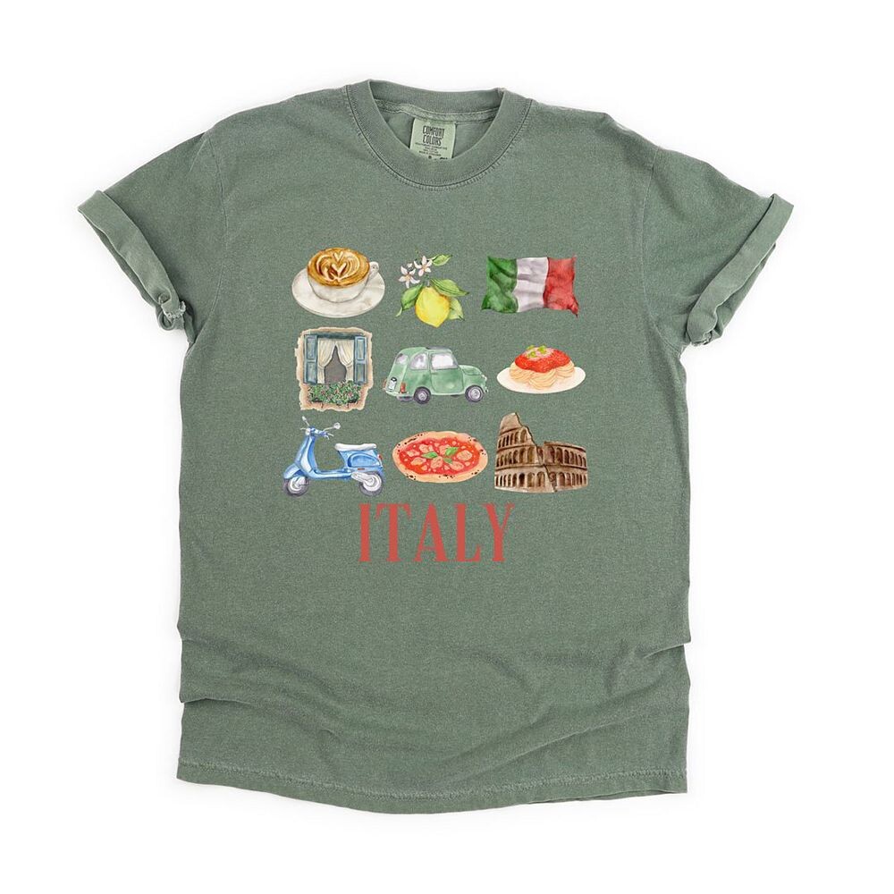 Футболки с коллажем для путешествий по Италии, окрашенные в одежду Simply Sage Market, цвет Moss
Футболки с коллажем для путешествий по Италии, окрашенные в одежду Simply Sage Market, цвет Moss