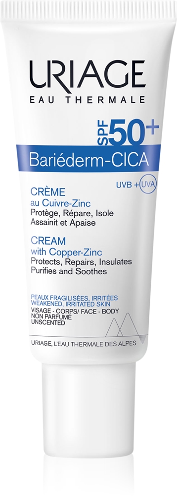 Bariéderm cica-cream with copper-zing spf 50+ восстанавливающий крем с медью и цинком spf 50+ Uriage, 40 мл
Bariéderm cica-cream with copper-zing spf 50+ восстанавливающий крем с медью и цинком spf 50+ Uriage, 40 мл