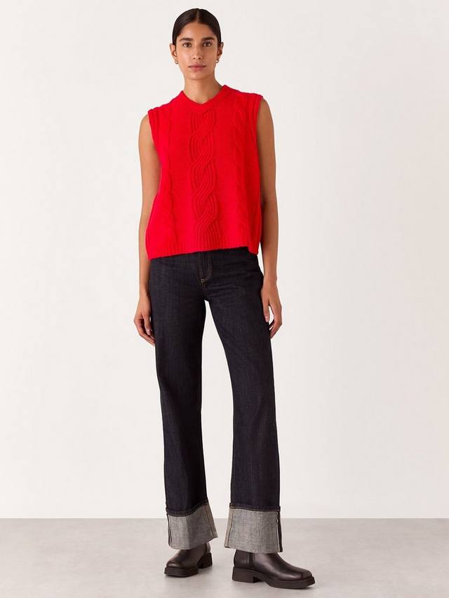 Вязаный топ без рукавов с узором косы из шерстяной смеси Whistles, Red
Вязаный топ без рукавов с узором косы из шерстяной смеси Whistles, Red