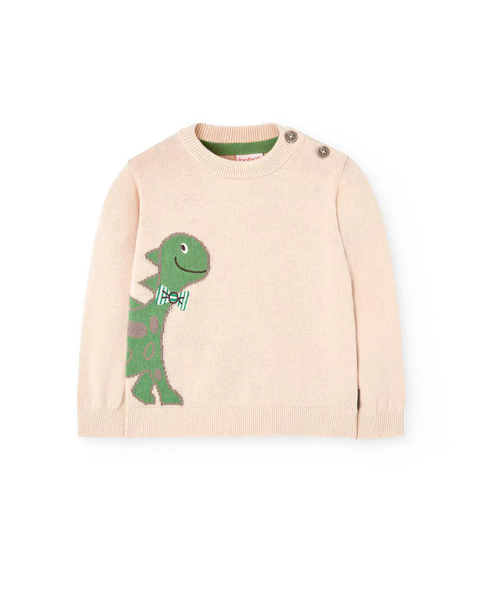 Хлопковый свитер для мальчика с динозавром Boboli, бежевый
Хлопковый свитер для мальчика с динозавром Boboli, бежевый
