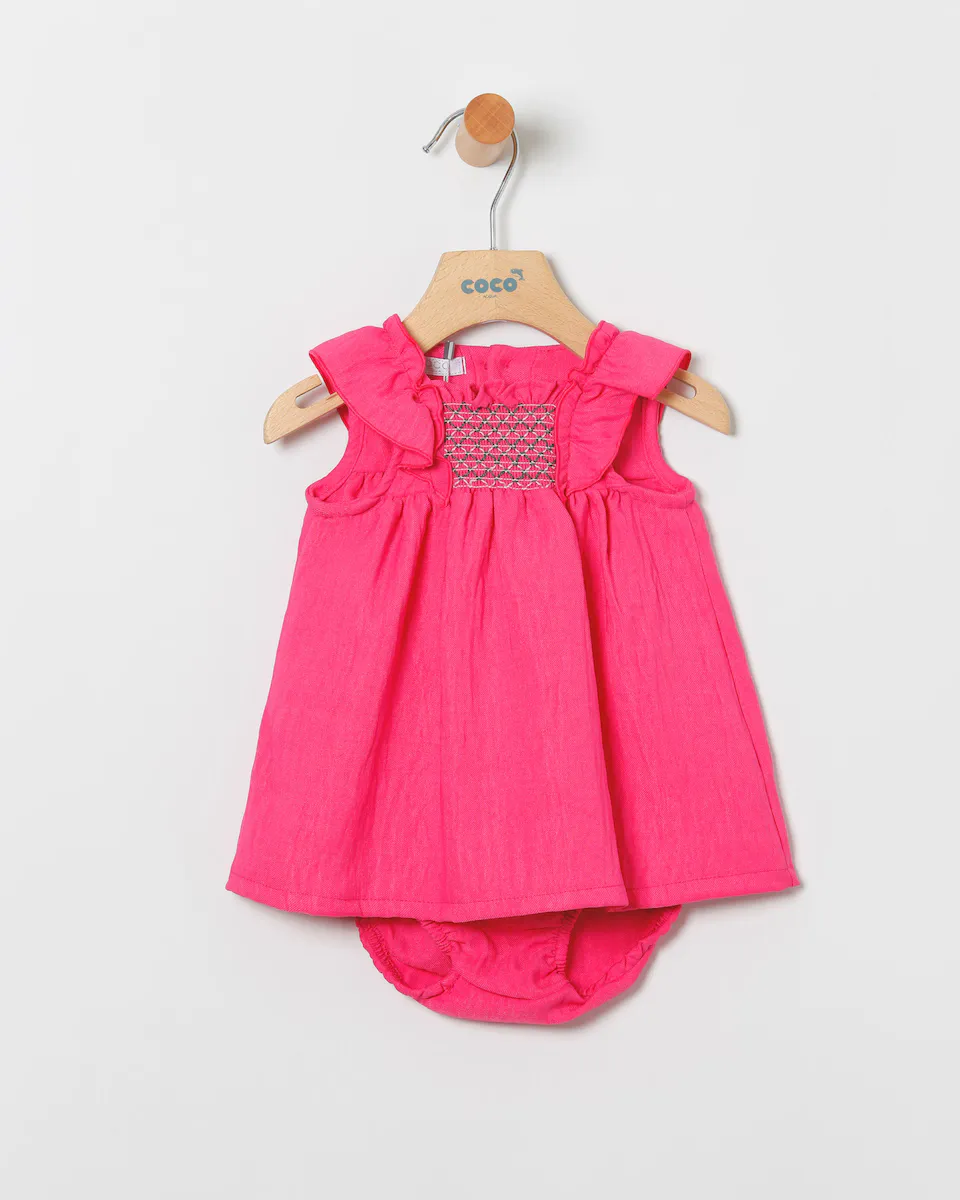 Платье для девочки с сотами и трусиками в тон Coco Acqua, фуксия 
Платье для девочки с сотами и трусиками в тон Coco Acqua, фуксия