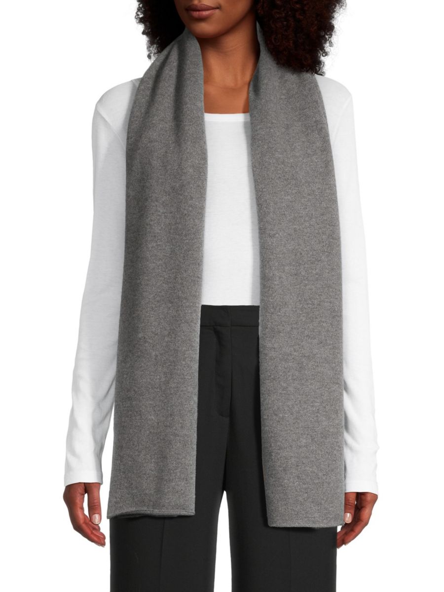 Вязаный шарф из вареного кашемира Vince, цвет Grey Melange 
Вязаный шарф из вареного кашемира Vince, цвет Grey Melange