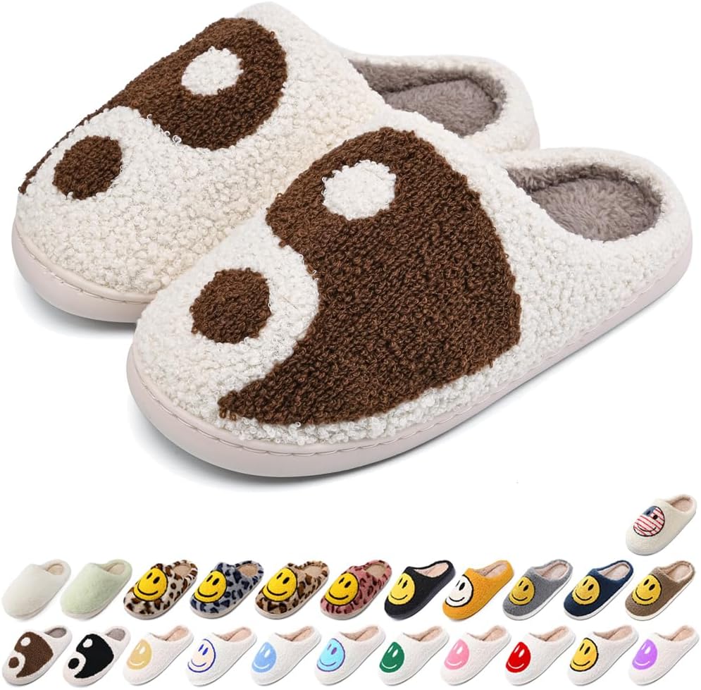 Домашние тапочки AIMINUO для женщин и мужчин, ретро стиль, с улыбкой, мягкие и теплые плюшевые тапочки на молнии, удобная зимняя обувь для дома, с мягкой подушкой, противоскользящие и пушистые, коричневый
Домашние тапочки AIMINUO для женщин и мужчин, ретро стиль, с улыбкой, мягкие и теплые плюшевые тапочки на молнии, удобная зимняя обувь для дома, с мягкой подушкой, противоскользящие и пушистые, коричневый