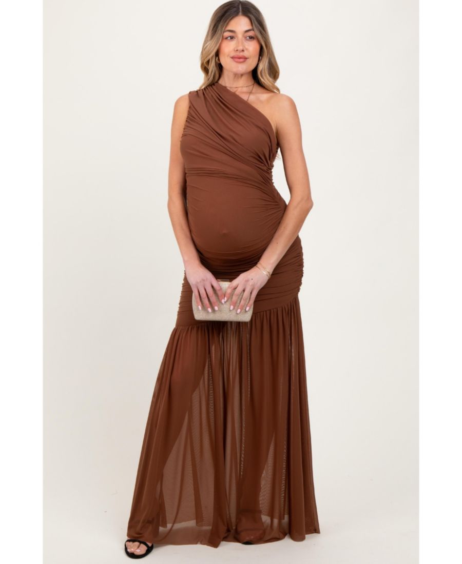 Макси-платье для беременных из сетчатой ткани с драпировкой на одно плечо Pinkblush, Mocha
Макси-платье для беременных из сетчатой ткани с драпировкой на одно плечо Pinkblush, Mocha