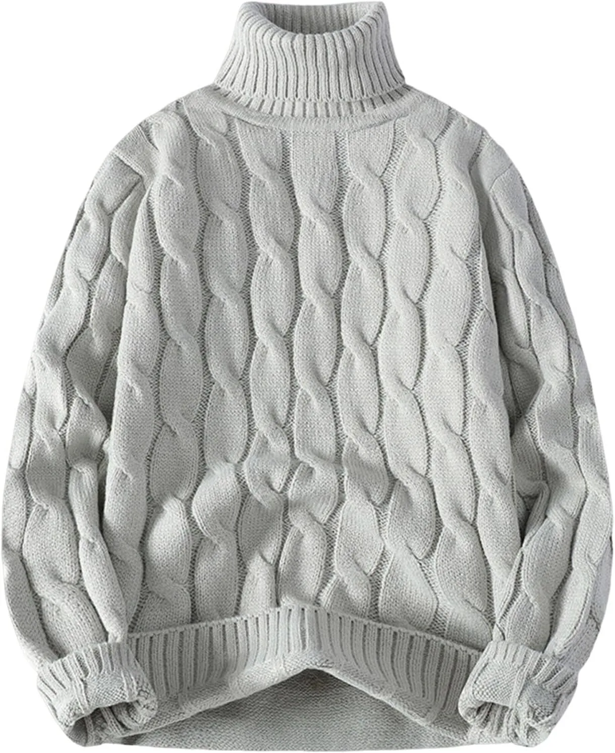 Мужской свитер-водолазка с косой вязкой, утепленный, приталенный
Мужской свитер-водолазка с косой вязкой, утепленный, приталенный