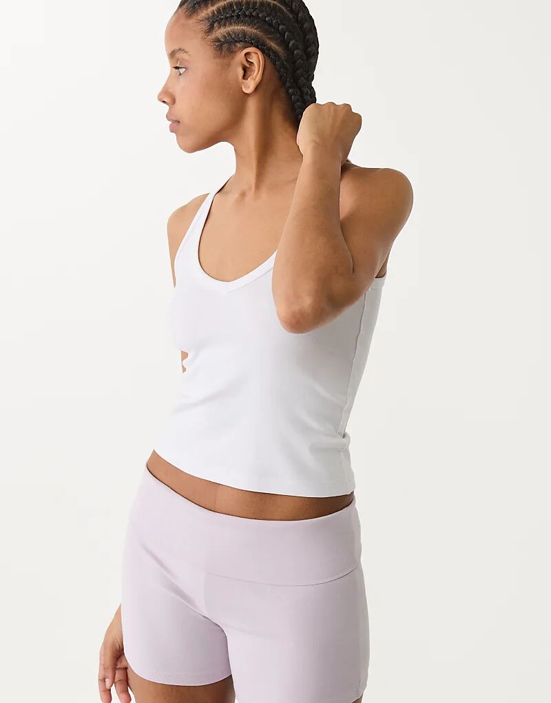 Футболка Stradivarius с V-образным вырезом и спиной, белая
Футболка Stradivarius с V-образным вырезом и спиной, белая