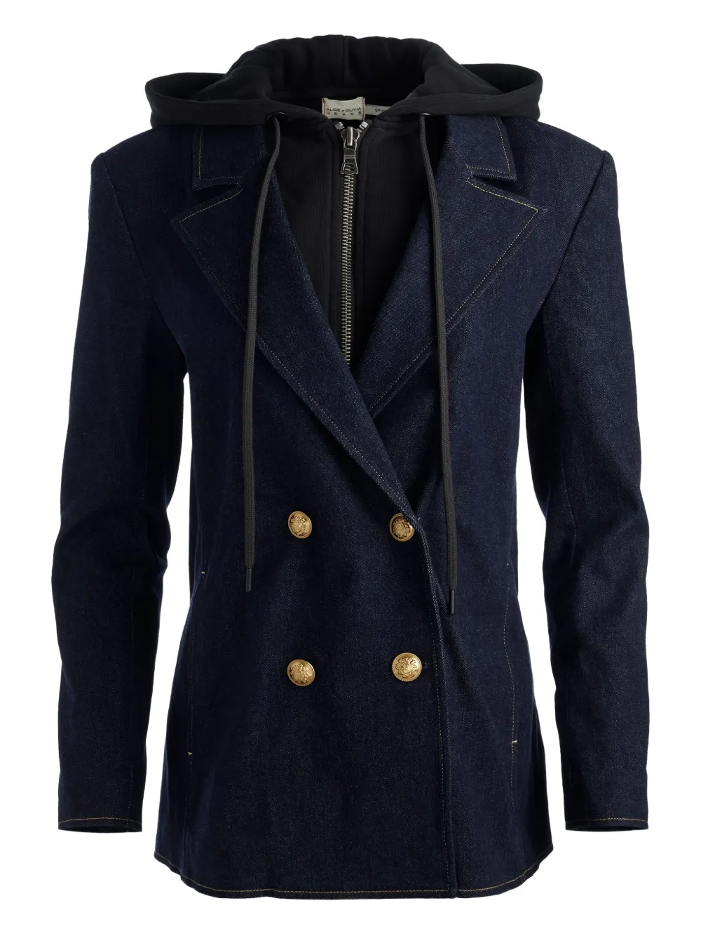 Джинсовый двубортный блейзер с капюшоном Jordan alice + olivia, синий
Джинсовый двубортный блейзер с капюшоном Jordan alice + olivia, синий