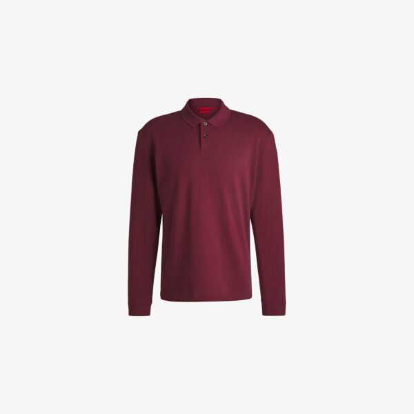 Рубашка поло свободного кроя из хлопка-пике с логотипом Hugo, розовый 
Рубашка поло свободного кроя из хлопка-пике с логотипом Hugo, розовый