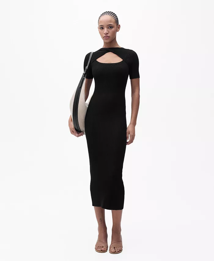 Женское платье миди в рубчик с разрезом на горловине MANGO, черный
Женское платье миди в рубчик с разрезом на горловине MANGO, черный