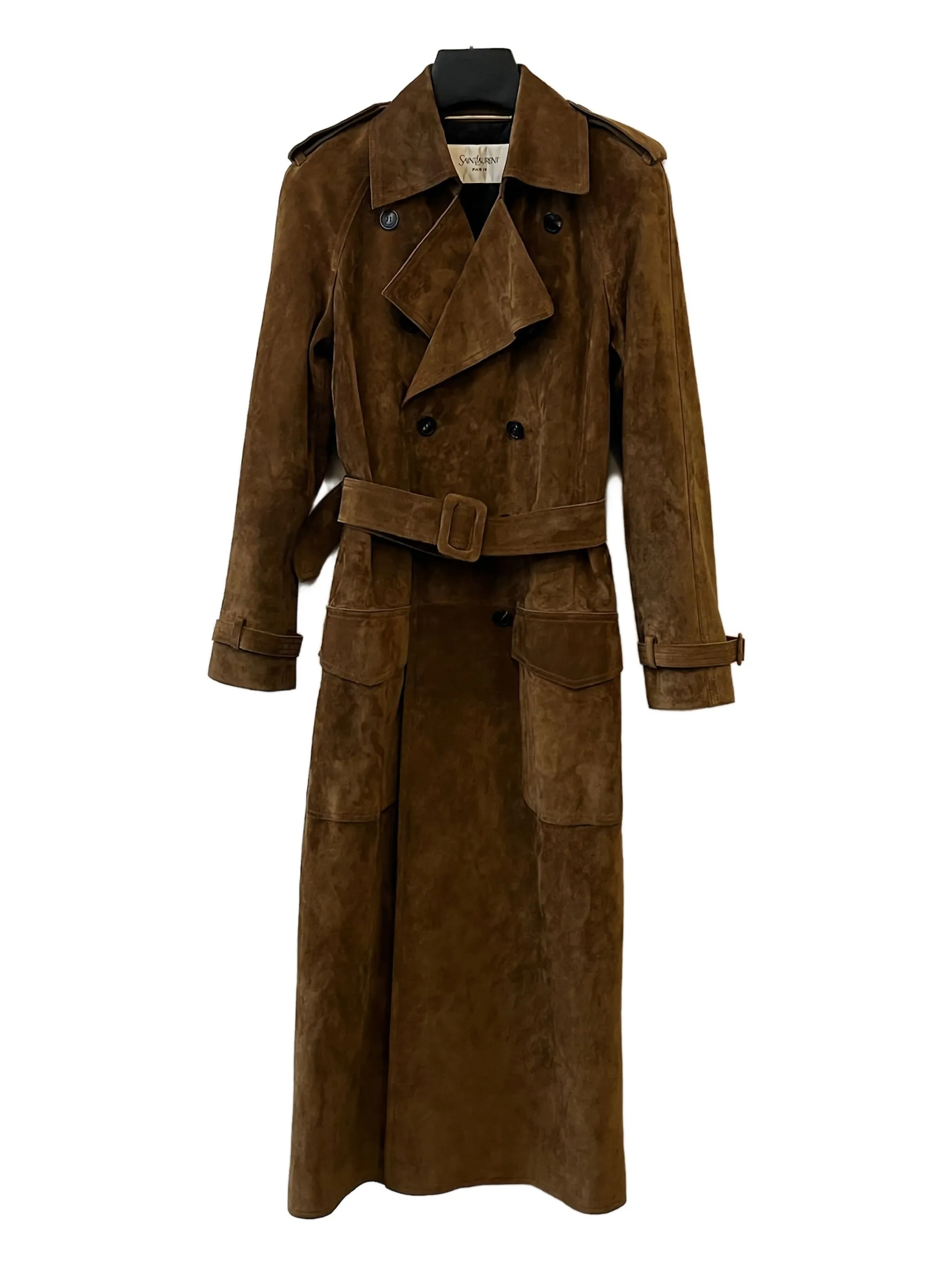 Длинный двубортный тренч Saint Laurent, коричневый
Длинный двубортный тренч Saint Laurent, коричневый