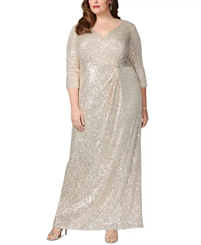 Платье больших размеров с V-образным вырезом и рукавами 3/4, расшитое пайетками Alex Evenings, коричневый/бежевый
Платье больших размеров с V-образным вырезом и рукавами 3/4, расшитое пайетками Alex Evenings, коричневый/бежевый