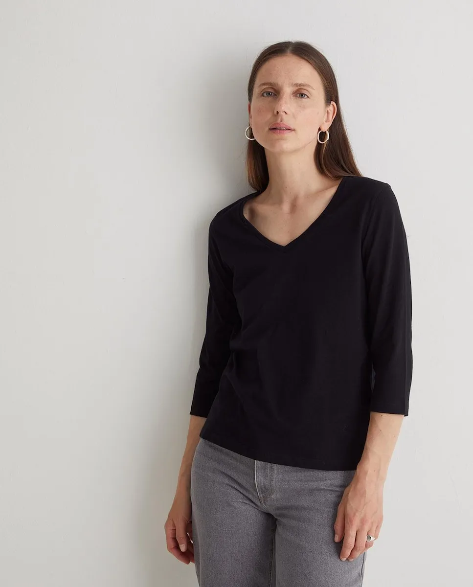 Женская футболка с рукавом три четверти и V-образным вырезом Yerse, черный
Женская футболка с рукавом три четверти и V-образным вырезом Yerse, черный