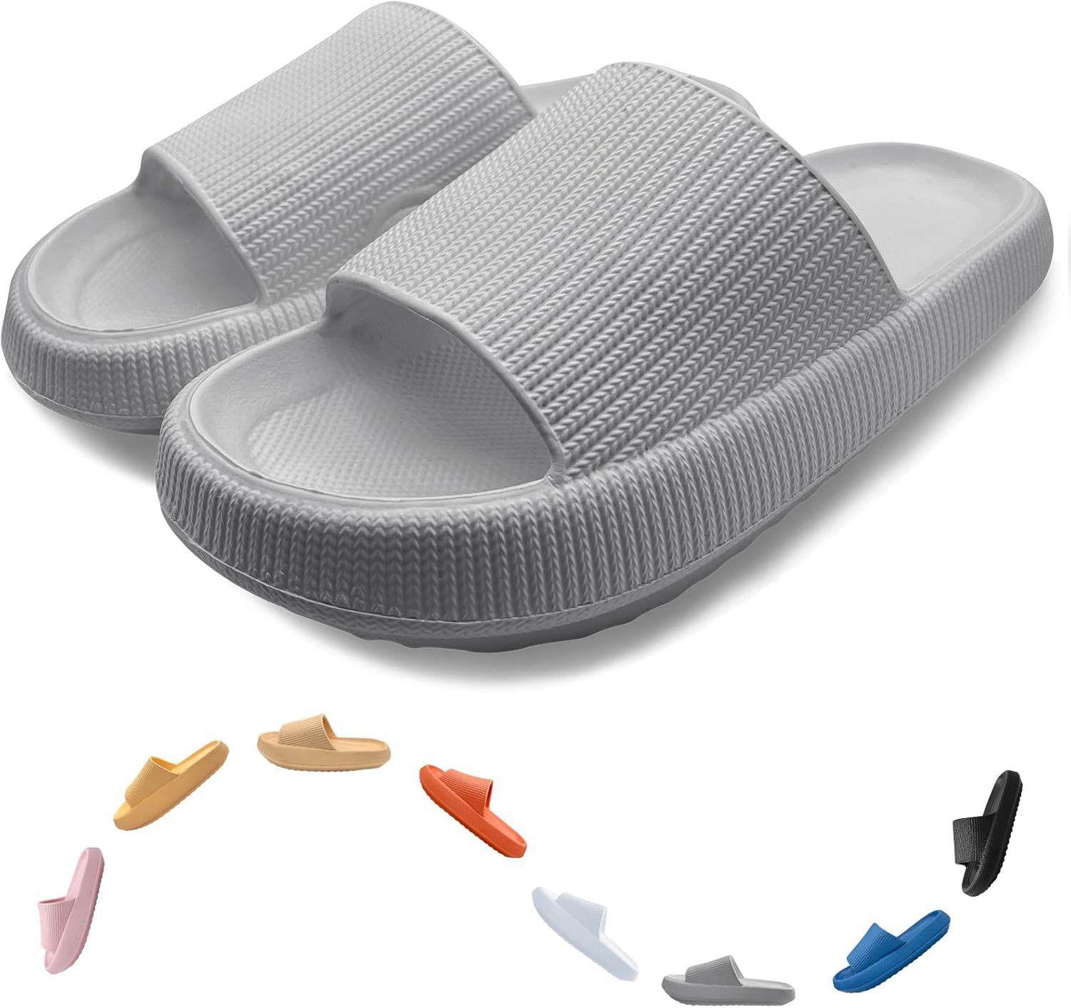 Тапочки-подушки AOKADUTE для женщин и мужчин, с толстой подошвой, для дома и улицы, массажные, EVA, противоскользящие, быстросохнущие, с открытым носком, для спа, ванны и бассейна, серый
Тапочки-подушки AOKADUTE для женщин и мужчин, с толстой подошвой, для дома и улицы, массажные, EVA, противоскользящие, быстросохнущие, с открытым носком, для спа, ванны и бассейна, серый