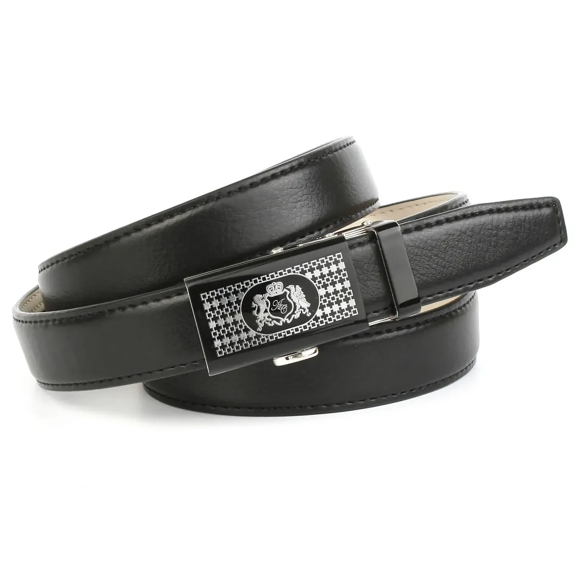 Кожаный ремень Anthoni Crown с узорчатой застежкой, черный 
Кожаный ремень Anthoni Crown с узорчатой застежкой, черный