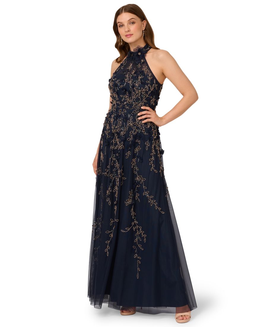 Женское длинное платье без рукавов, расшитое бисером и украшенное лепестками Adrianna Papell, Navy/Rose gold
Женское длинное платье без рукавов, расшитое бисером и украшенное лепестками Adrianna Papell, Navy/Rose gold