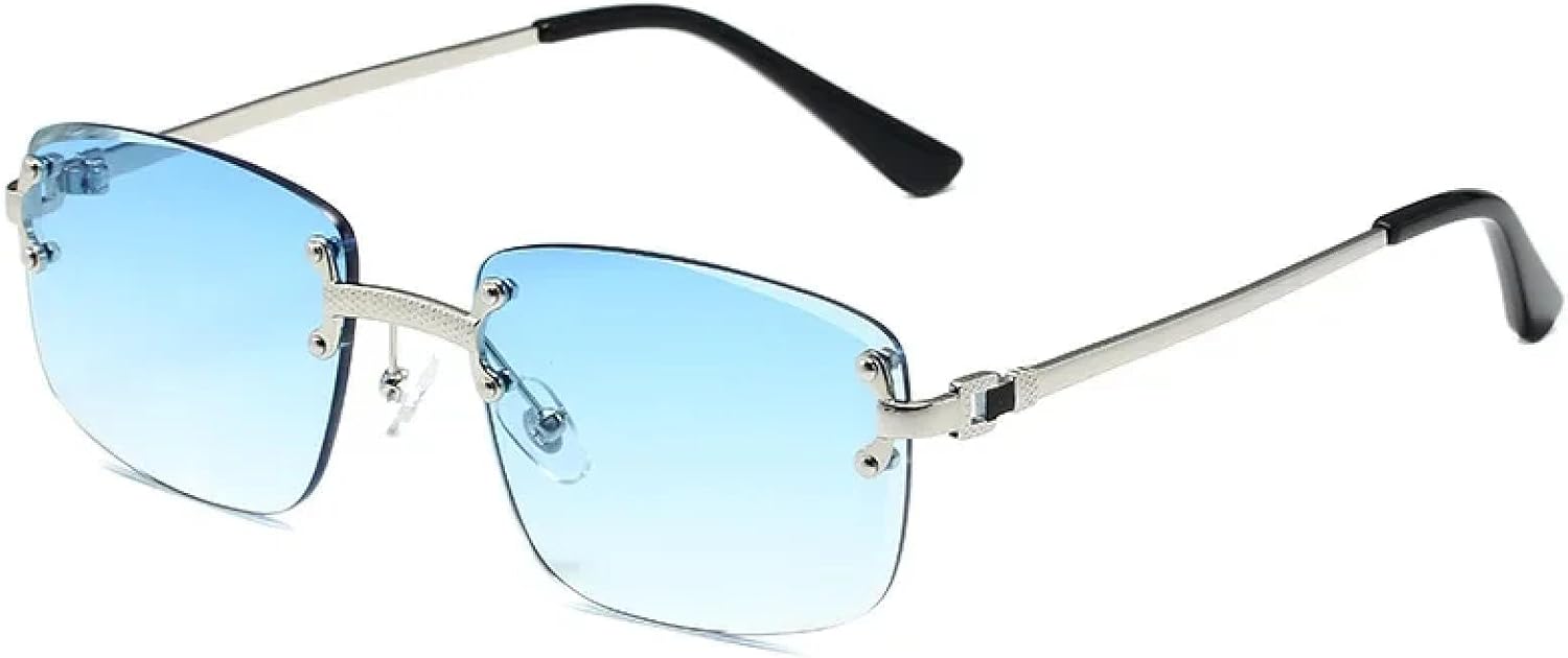 Солнцезащитные очки с защитой от УФ-излучения UV400 | Без оправы с металлическими заклепками в стиле панк | Для женщин и мужчин, для занятий спортом на открытом воздухе и вождения DSVIGF, Silver Blue
Солнцезащитные очки с защитой от УФ-излучения UV400 | Без оправы с металлическими заклепками в стиле панк | Для женщин и мужчин, для занятий спортом на открытом воздухе и вождения DSVIGF, Silver Blue