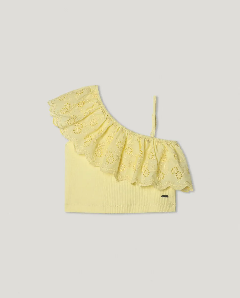 Ассиметричная футболка для девочек с вышитыми рюшами Pepe Jeans, жёлтый
Ассиметричная футболка для девочек с вышитыми рюшами Pepe Jeans, жёлтый