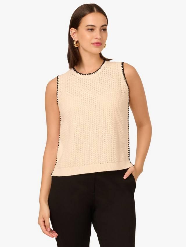 Топ с контрастной отделкой и открытой вязкой Adrianna Papell, Cream/Black
Топ с контрастной отделкой и открытой вязкой Adrianna Papell, Cream/Black