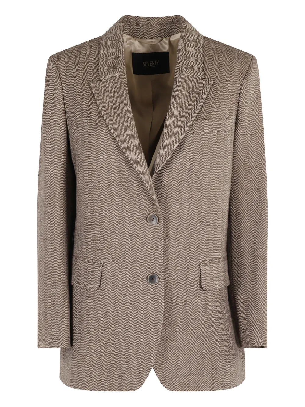 Однобортный пиджак с узором «елочка» Seventy, нейтральный
Однобортный пиджак с узором «елочка» Seventy, нейтральный