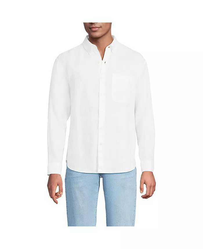 Мужская свободная льняная рубашка Lands' End, белый
Мужская свободная льняная рубашка Lands' End, белый