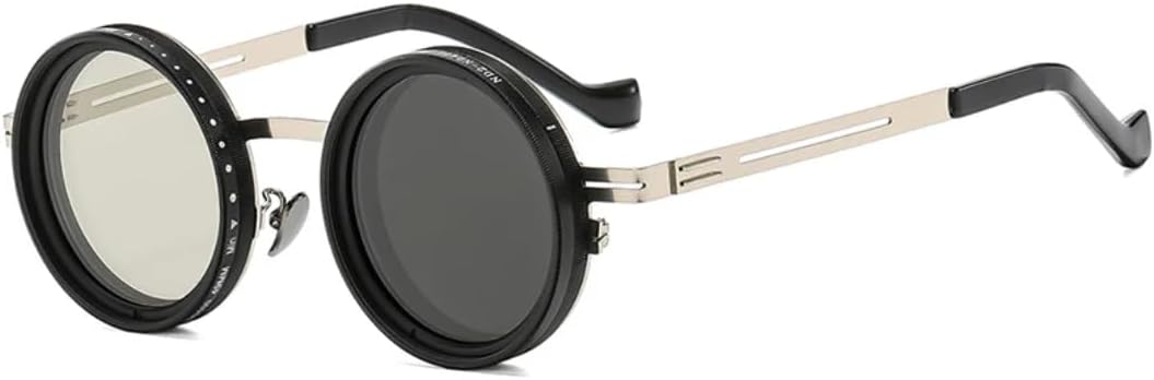 Ретро круглые панк-солнцезащитные очки для мужчин и женщин для занятий спортом на открытом воздухе, защита от УФ-излучения UV400, регулируемые солнцезащитные очки с затемнением TVTBBVV, Silver-3
Ретро круглые панк-солнцезащитные очки для мужчин и женщин для занятий спортом на открытом воздухе, защита от УФ-излучения UV400, регулируемые солнцезащитные очки с затемнением TVTBBVV, Silver-3