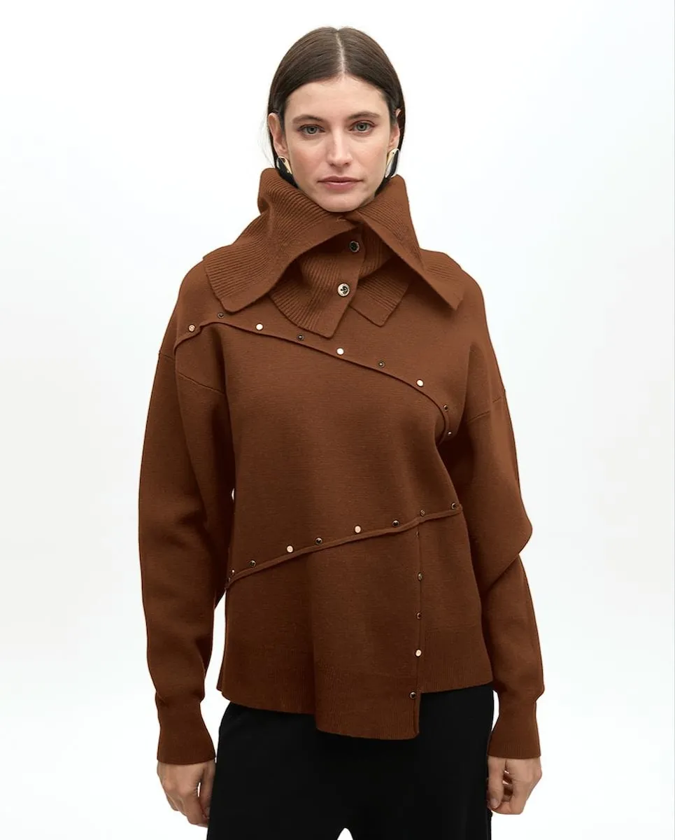 Женский свободный джемпер с металлическими заклепками Lola Casademunt, коричневый
Женский свободный джемпер с металлическими заклепками Lola Casademunt, коричневый