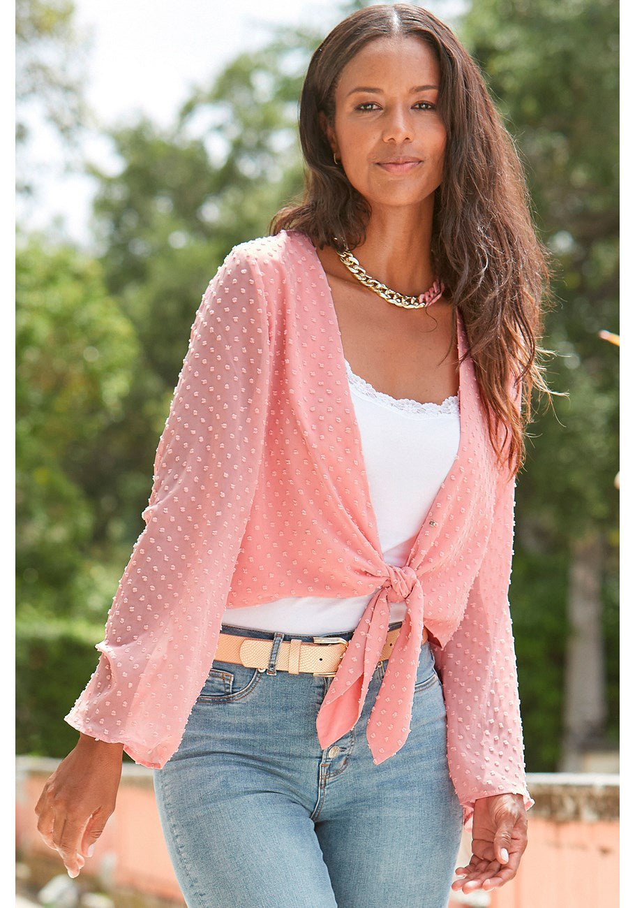 LASCANA Женская блузка с длинными рукавами и завязкой спереди, розовый
LASCANA Женская блузка с длинными рукавами и завязкой спереди, розовый