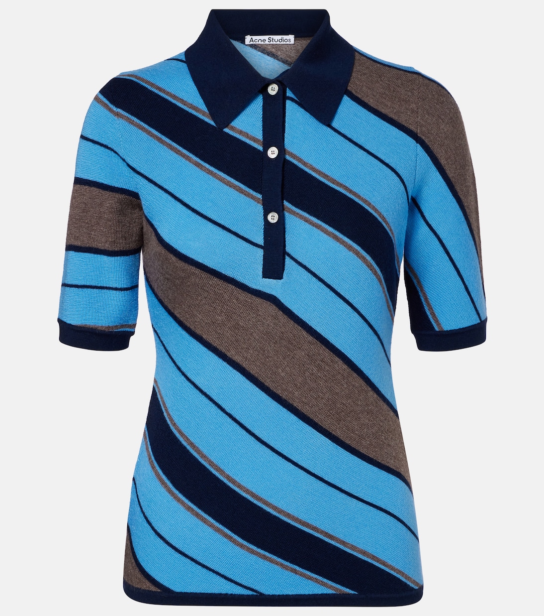 Рубашка-поло из шерстяной ткани в полоску с ребристым узором Acne Studios, Multi Blue
Рубашка-поло из шерстяной ткани в полоску с ребристым узором Acne Studios, Multi Blue