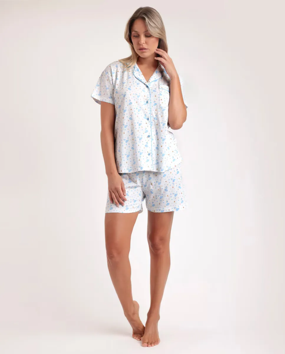 Женская короткая открытая пижама из синего вискозного трикотажа Admas, синий
Женская короткая открытая пижама из синего вискозного трикотажа Admas, синий