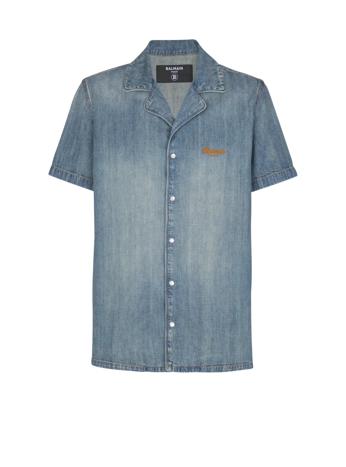 Пижамная рубашка с короткими рукавами из выцветшего денима Balmain, синий
Пижамная рубашка с короткими рукавами из выцветшего денима Balmain, синий