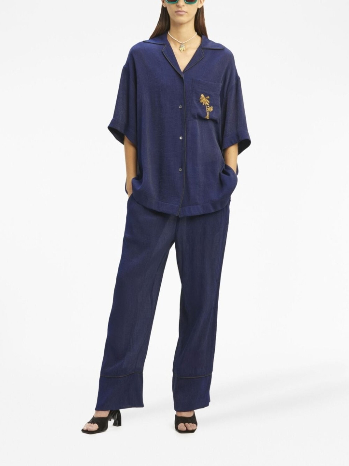 Palm Angels рубашка с вышивкой, синий
Palm Angels рубашка с вышивкой, синий