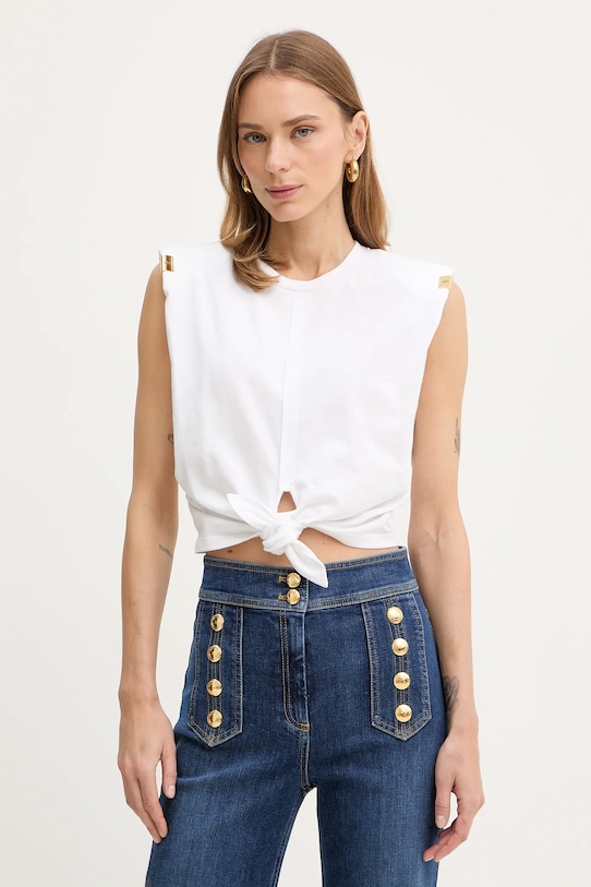 Хлопковая блузка Elisabetta Franchi, белый
Хлопковая блузка Elisabetta Franchi, белый