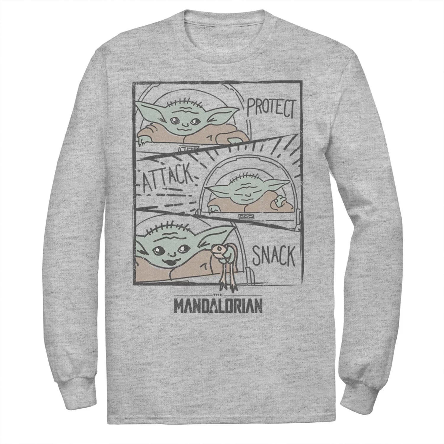 Мужская футболка с закусками «Звездные войны, мандалорец, ребенок, защита атаки» Licensed Character 
Мужская футболка с закусками «Звездные войны, мандалорец, ребенок, защита атаки» Licensed Character