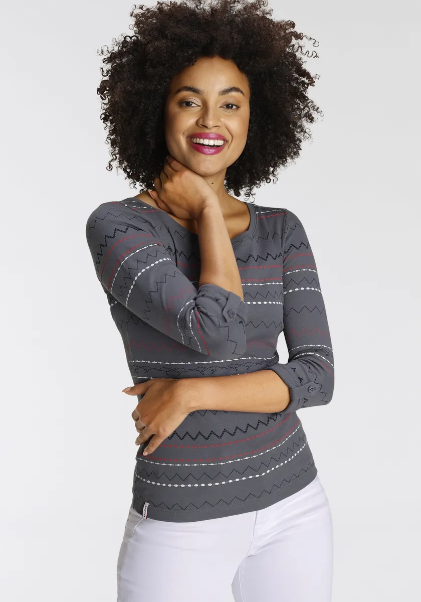 Рубашка KangaROOS с длинными рукавами и модным зигзагообразным узором, синий
Рубашка KangaROOS с длинными рукавами и модным зигзагообразным узором, синий